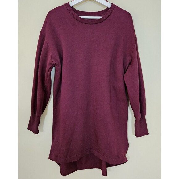 Zara Sweater Dress Womens M Burgundy LS Strech Pleated Back Short Preppy - Picture 15 of 16